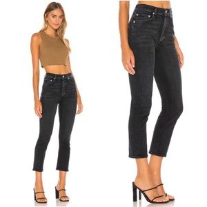 AGOLDE Riley High Rise Straight Crop in Black Pepper, Size 23, NWT